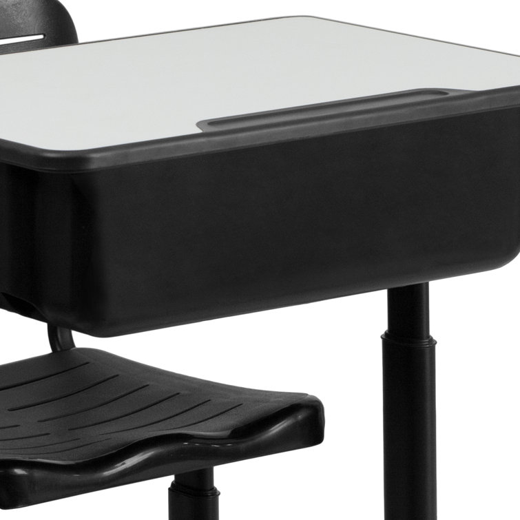 Flash furniture adjustable height student desk and discount chair with black pedestal frame